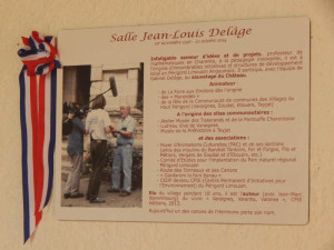 plaque de la Salle Jean-Louis Delâge du Château de Varaignes