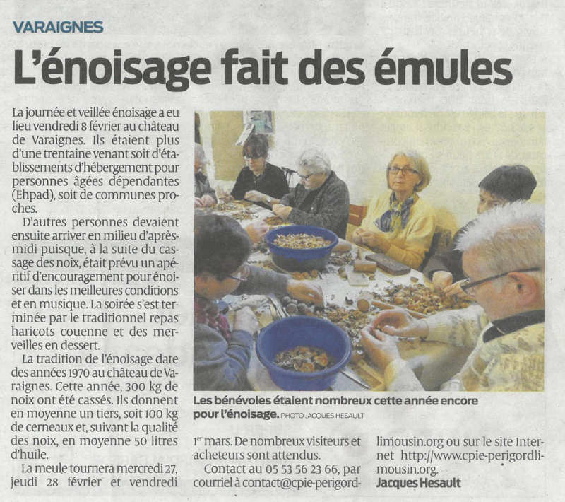 article de Sud-Ouest su l'énoisage au Château de Varaignes